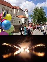 Hrad Špilberk v době oslav, dole ohňostroj na Brněnské přehradě [Збільшити - нове вікно]