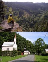 Nahoře: Sokolí skály, dole: osada Nýznerov. [Збільшити - нове вікно]